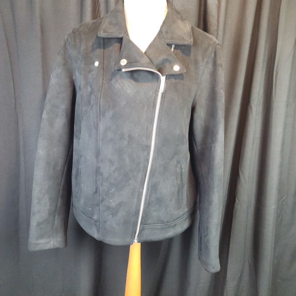 OLD NAVY, Jacket, black, women's, long sleeved, collared, frontal zip Large